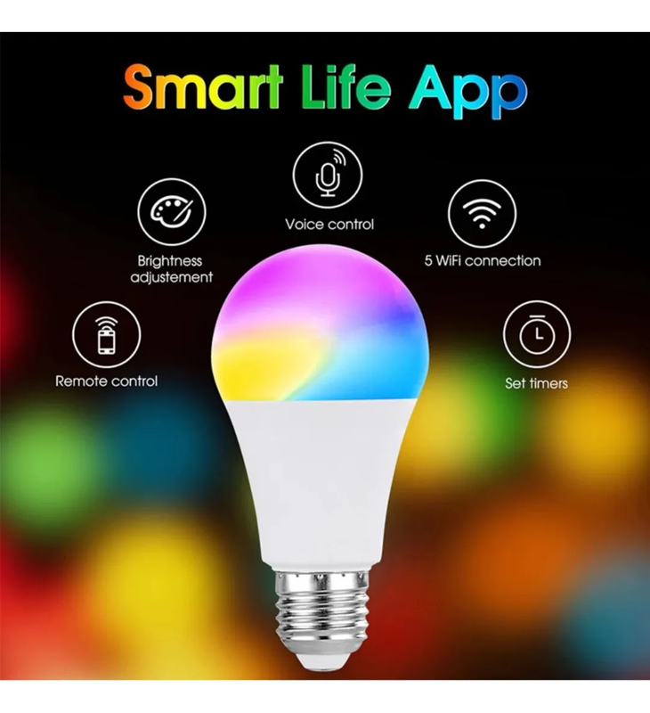 Ampoule LED intelligente E27 multicolore 2500 K-6500 K, intensité variable 9 W, compatible avec Alexa et Google, commande vocale (lot de 1) - 3