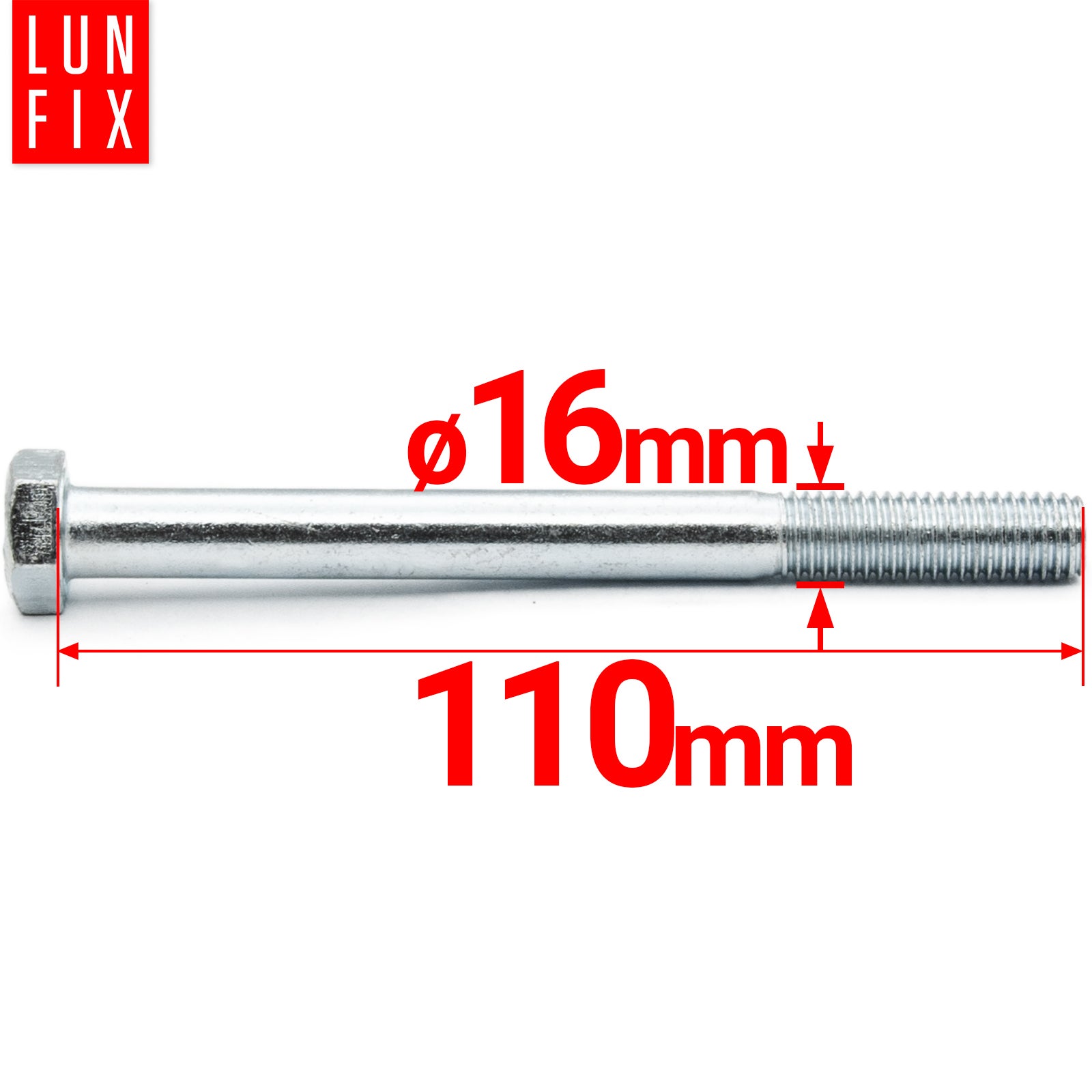 Śruba sześciokątna M16 110 mm DIN 931 kl. 8.8 1kg