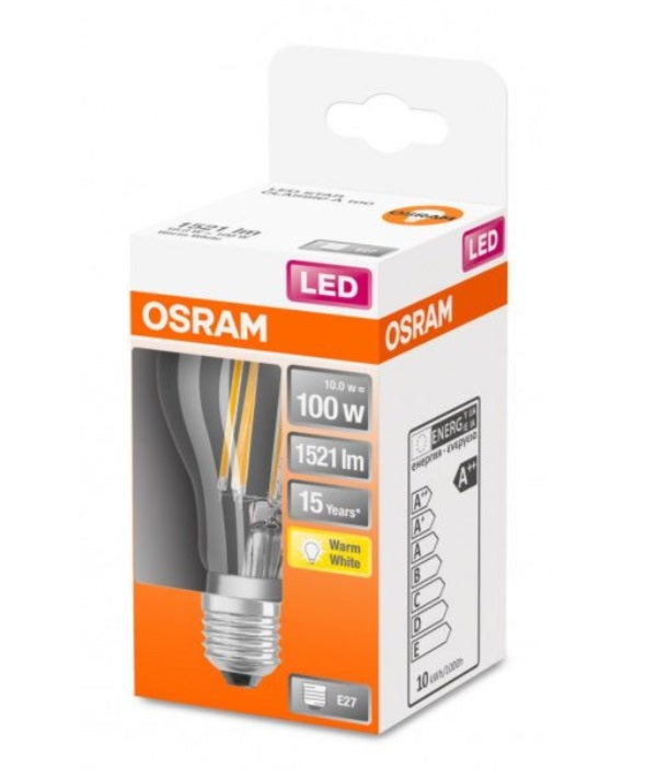 OSRAM Ampoule LED - E27 - Warm White - 2700 K - 10 W - remplacement pour 100-W-Incandescent bulb - clair - LED Retrofit CLASSIC A - 4