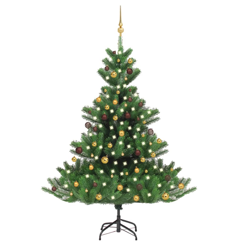 Nordmann Albero Di Natale Artificiale Con Led E Palline Verde Cm