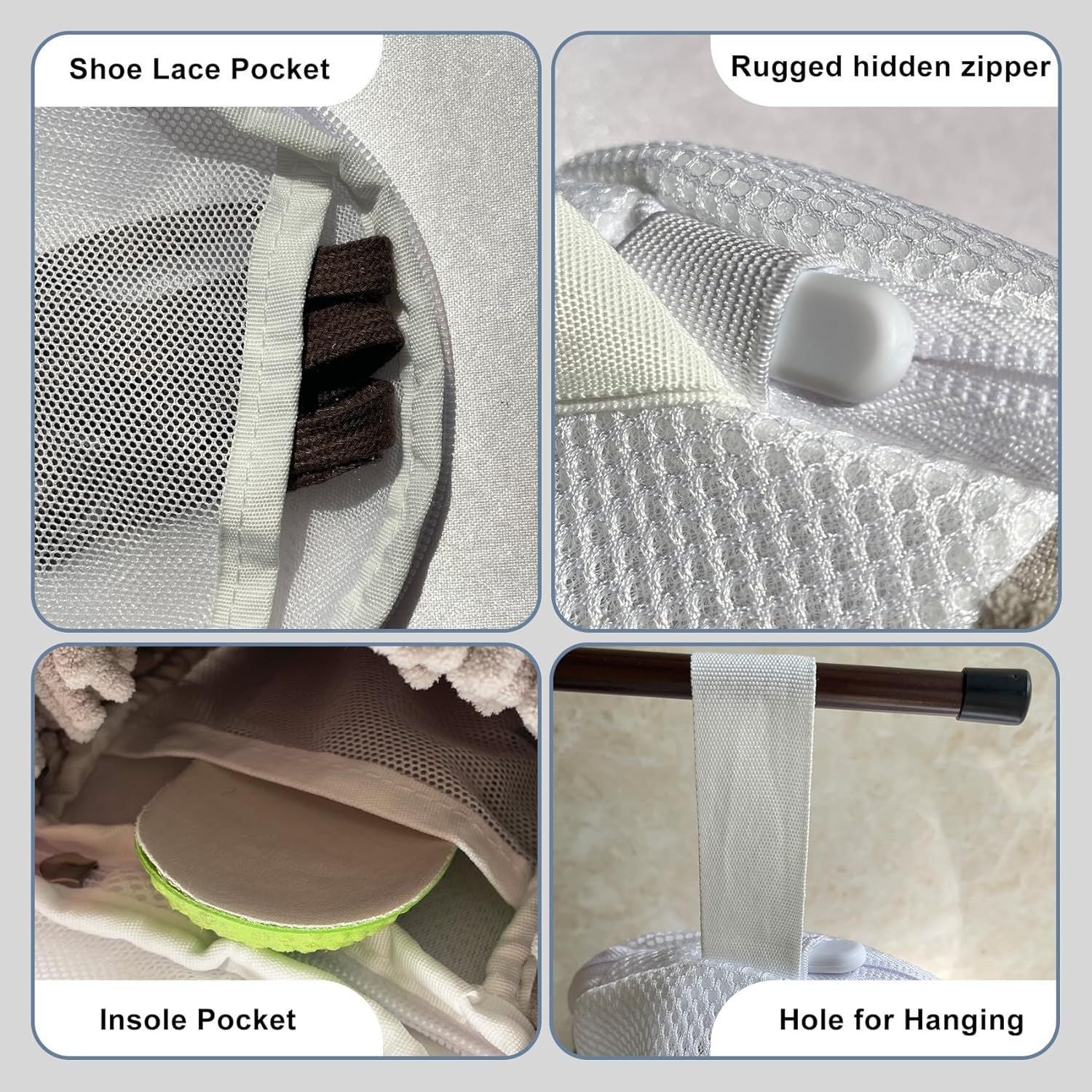 Sac de lavage de chaussures 2 pcs avec fibres moelleuses,sac de nettoyage de chaussures à fermeture éclair réutilisable,élimine facilement la saleté - 4