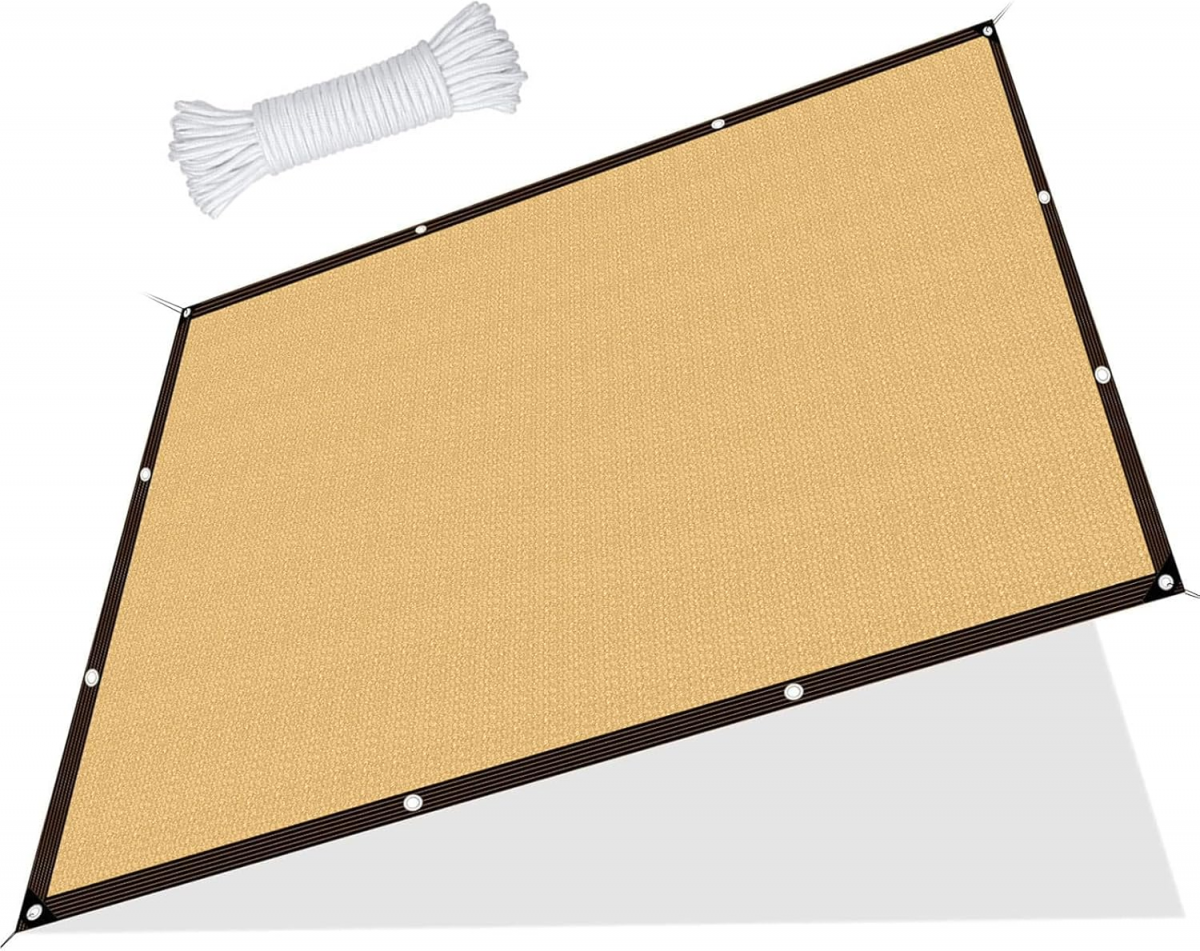 Filet pare-soleil, filet de protection solaire, filet d'ombrage de jardin avec œillets, filet anti-UV (jaune - 2x4m) avec corde de 4m - 2