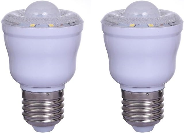 Lot de 2 Ampoules à détecteur de mouvement PIR avec Culot E27,2W, Blanc Chaud 3000K, Veilleuse Automatique On/Off,Cour AC 220-240V,Non dimmable