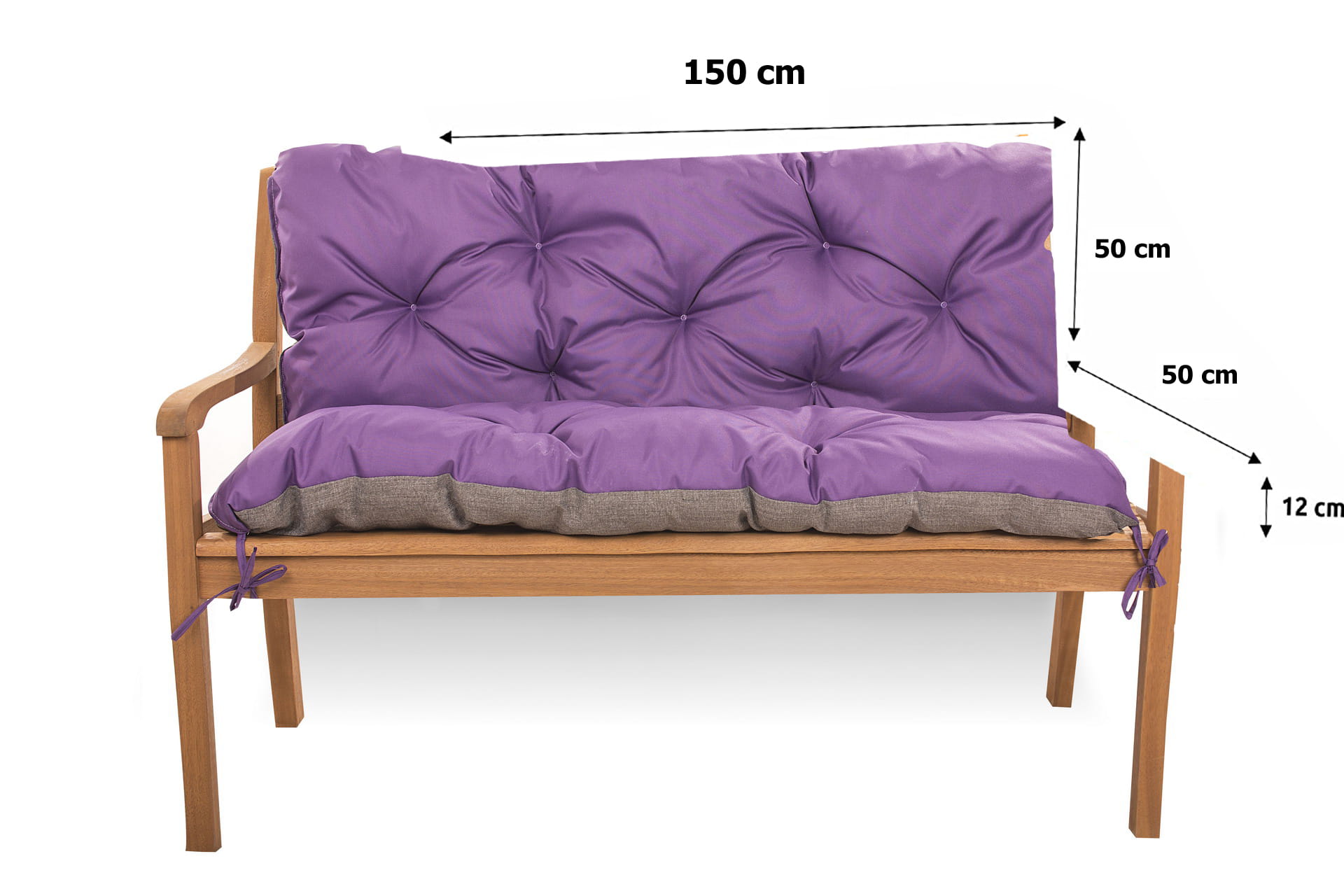 Coussin pour banc de jardin 150x50x50cm, coussin de balançoire Violet, coussin de banc de jardin, coussin de banc extérieur, coussin de jardin - 2
