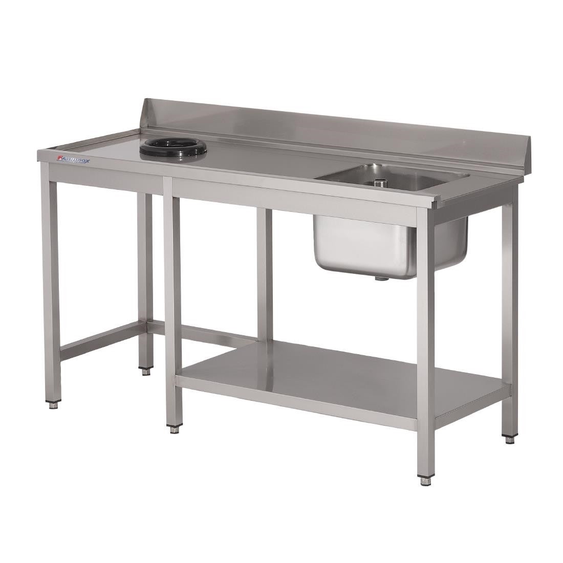 Table Entr E Lave Vaisselle En Inox Evier Droite Et Trou Vide Ordure