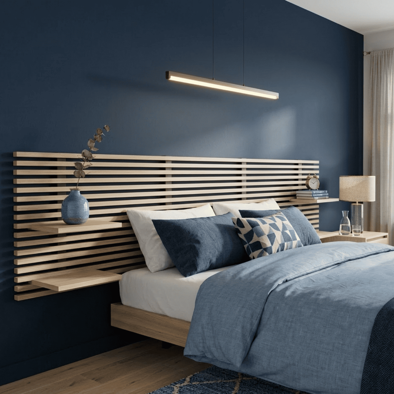 Tête de lit en pin avec étagères, L.250 x H.56 cm x P.21 cm - 4