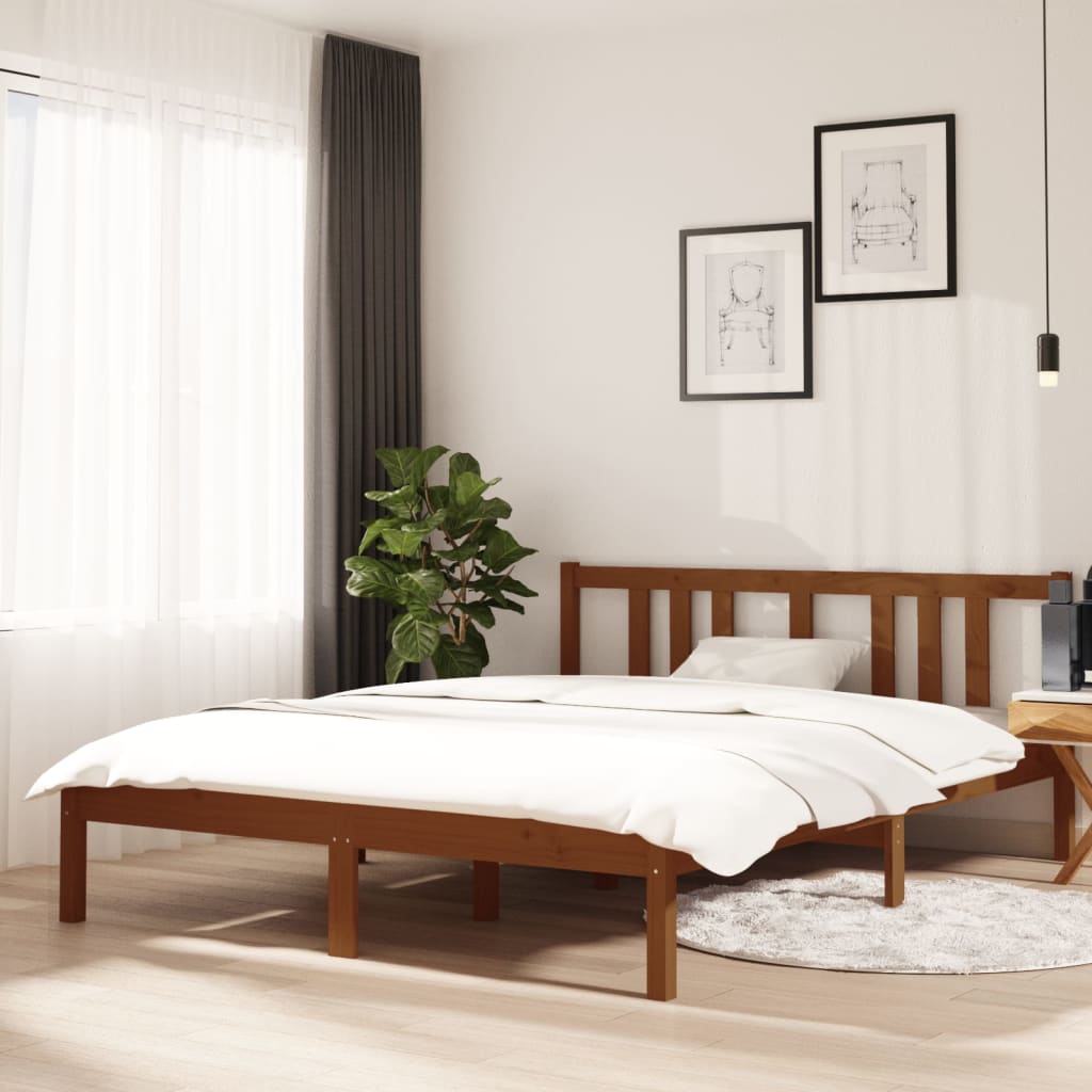 Giroletto In Legno Massello Di Pino 140x190 Cm – Testiera Alta, Design Rustico E Naturale, Robusto E Stabile