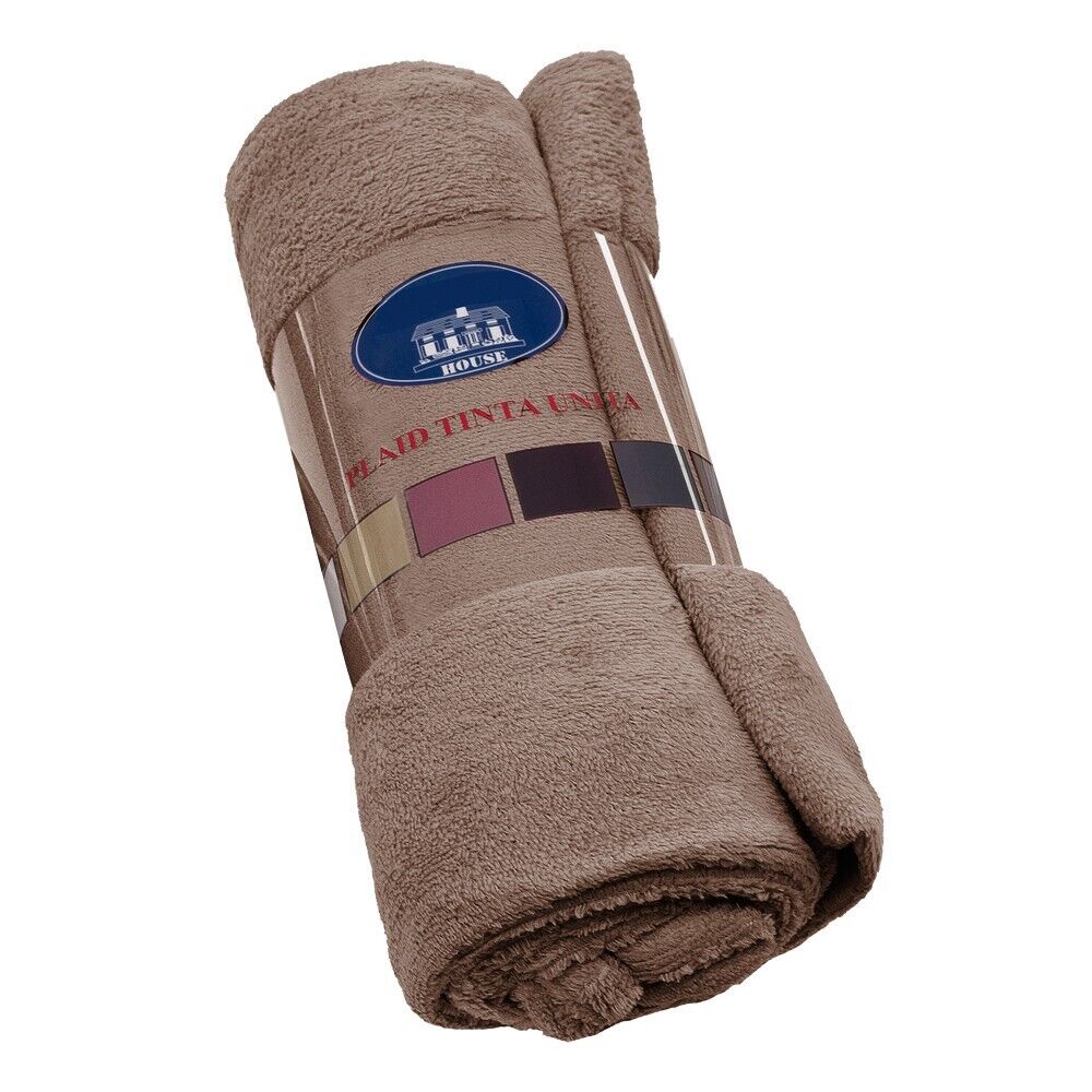 Manta suave plaid aterciopelada tela polar lisa envolvente sofá cama sillón 160x210 cm beige