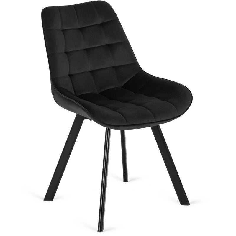 Krzesło Tapicerowane Welurowe Pikowane Loft Do Salonu Jadalni Czarne RICK