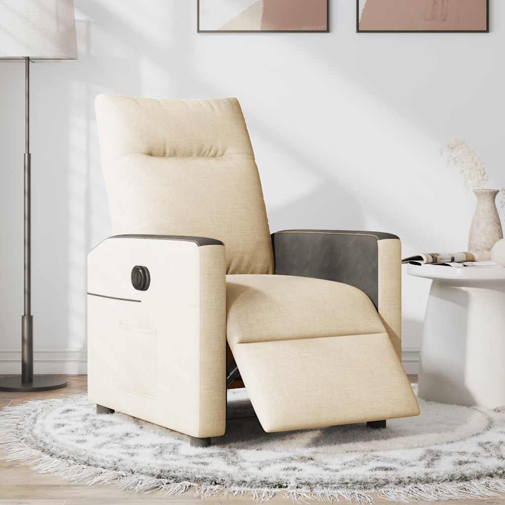 Poltrona Reclinabile In Tessuto Crema Solivagant – Morbida, Ampia E Inclinabile Fino A 144 Cm, Perfetta Per Il Relax In Salotto