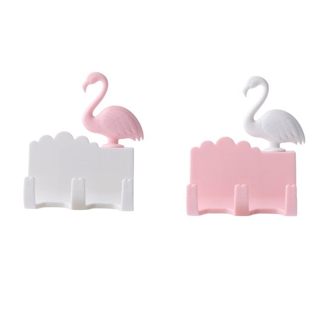 2 sztuki samoprzylepnych haczyków ściennych Flamingo do domu i biura dla dzieci i dorosłych