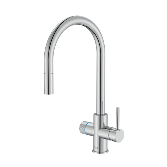 Robinet cuisine avec douchette extractible ROCA Aquafy chromé avec cartouche filtre à eau