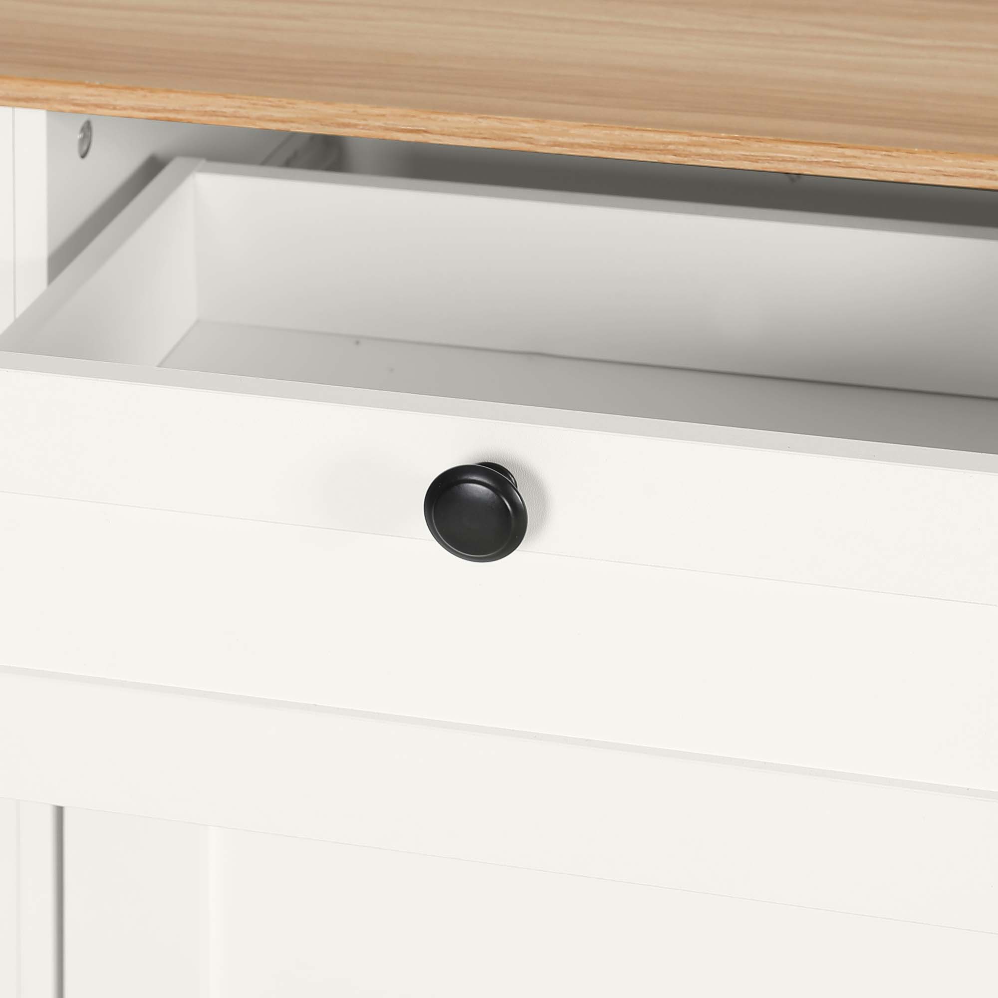 YITAHOME Buffet de cuisine multi-rangement avec Space de Poubelle - 1 Tiroir - Rangement latéral - Blanc - 10