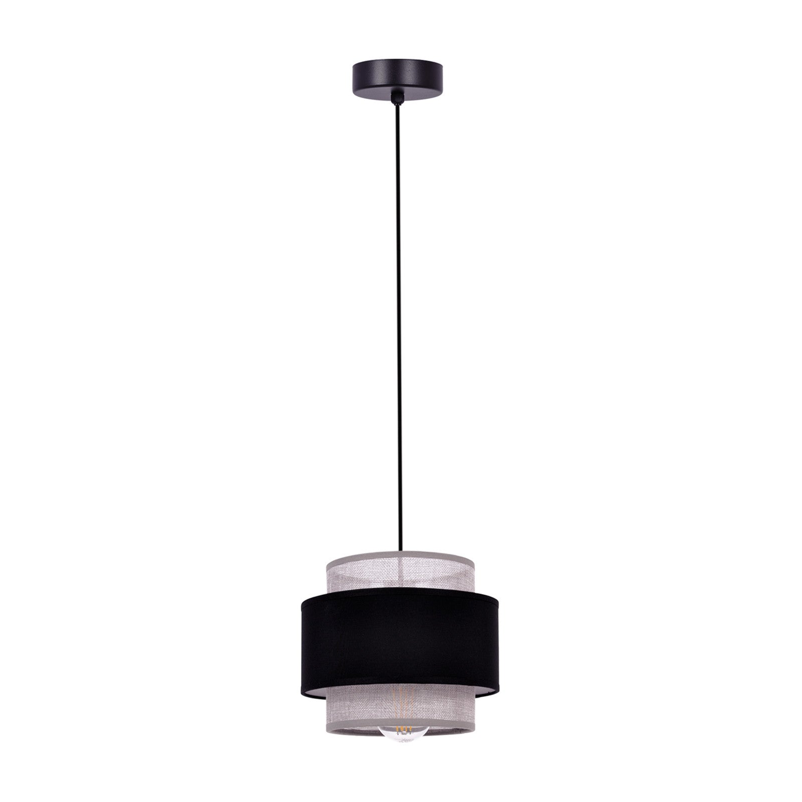 Lampa wisząca Doka czarno-szara 1xE27x40W wym: 100 x 20 x 20 cm tkanina Kaja