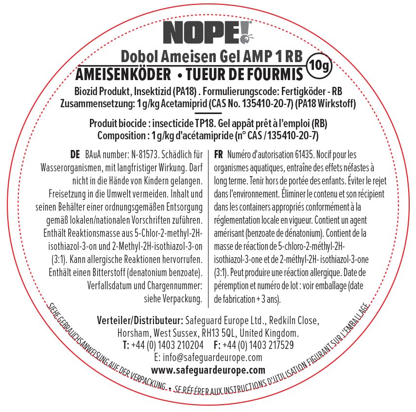 Scatole esca formiche NOPE! - 4 x 10 g - uso interno / esterno - gel a bassa tossicità - elimina il formicaio - 7