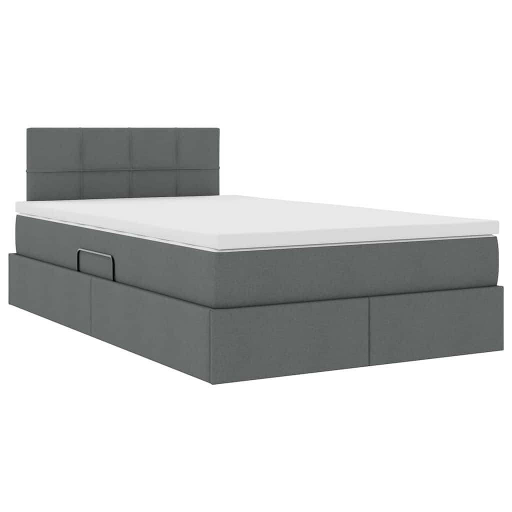 Lit avec rangement et matelas, gris foncé, 120 x 200 cm, velours - 4