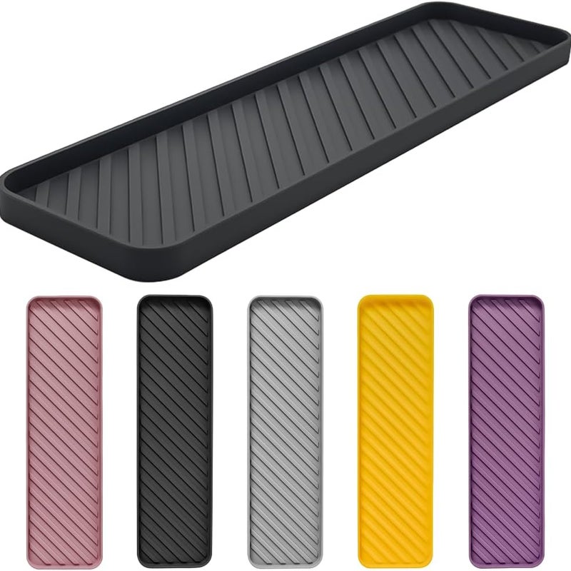 Silikonowa tacka ociekowa do zlewu kuchennego i łazienki - Antypoślizgowa mata na blat (Ciemnoszara)