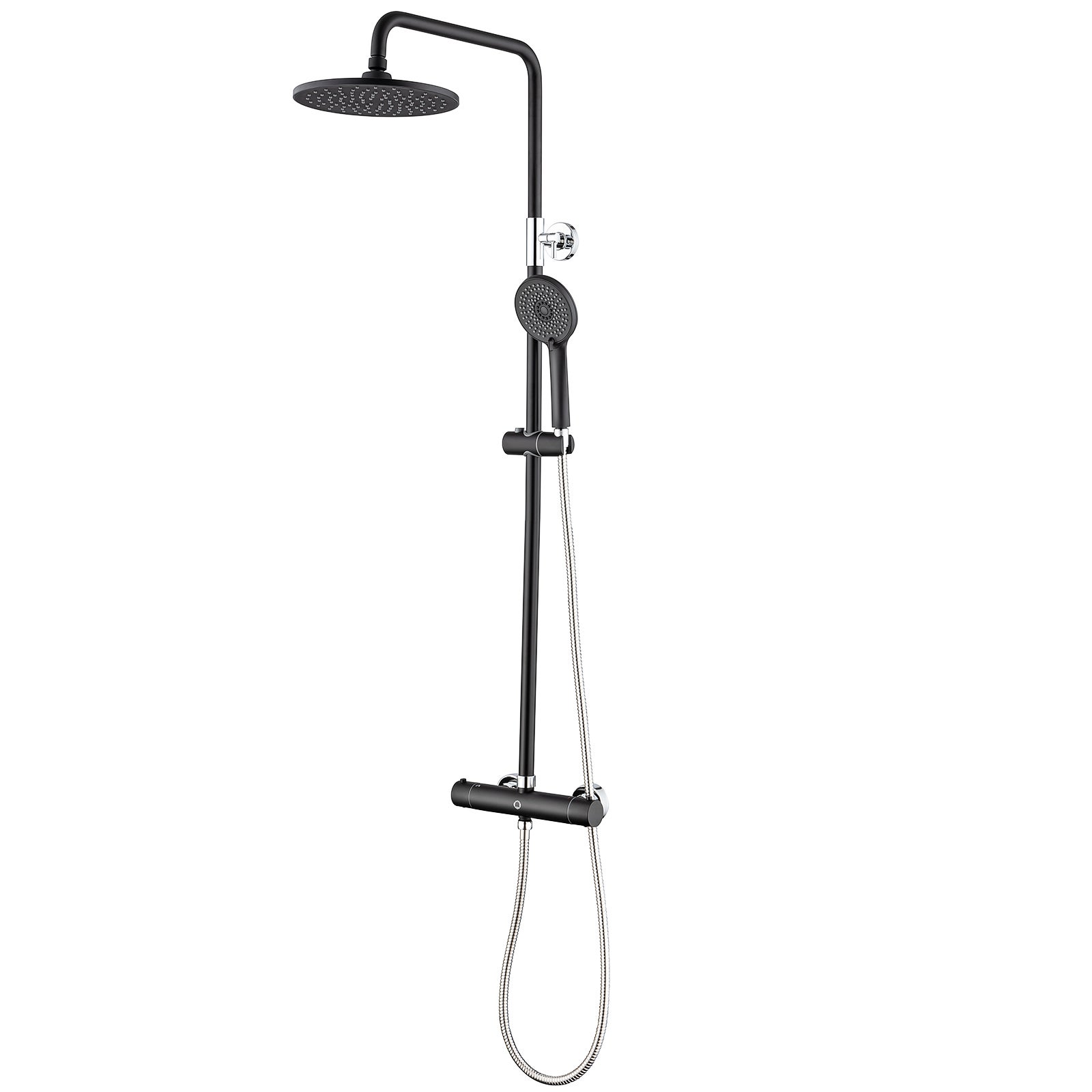 Cecipa max Ensemble de douche Noir Set de douche Thermostatique avec Douchette 4 Fonctions Colonne de Douche Hauteur Réglable,EU Modèle - 8