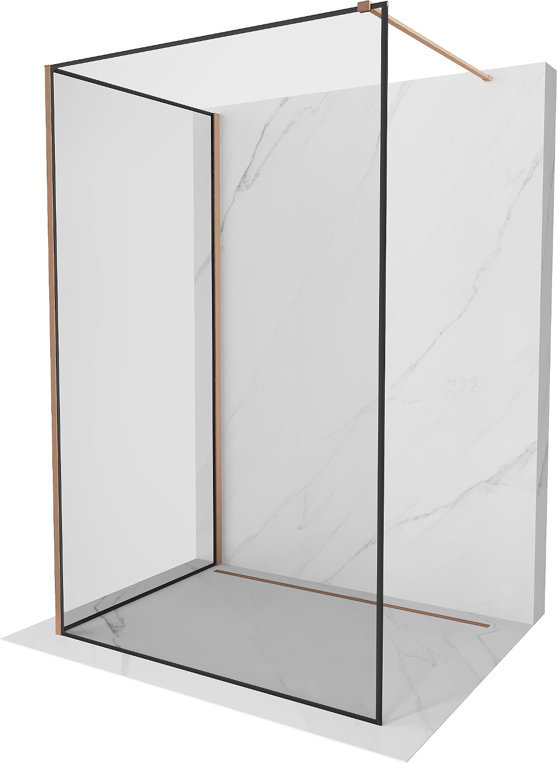 Mexen Kioto ścianka prysznicowa Walk-in 120 x 120 cm, czarna ramka, miedź szczotkowana - 800-120-212-65-70-120