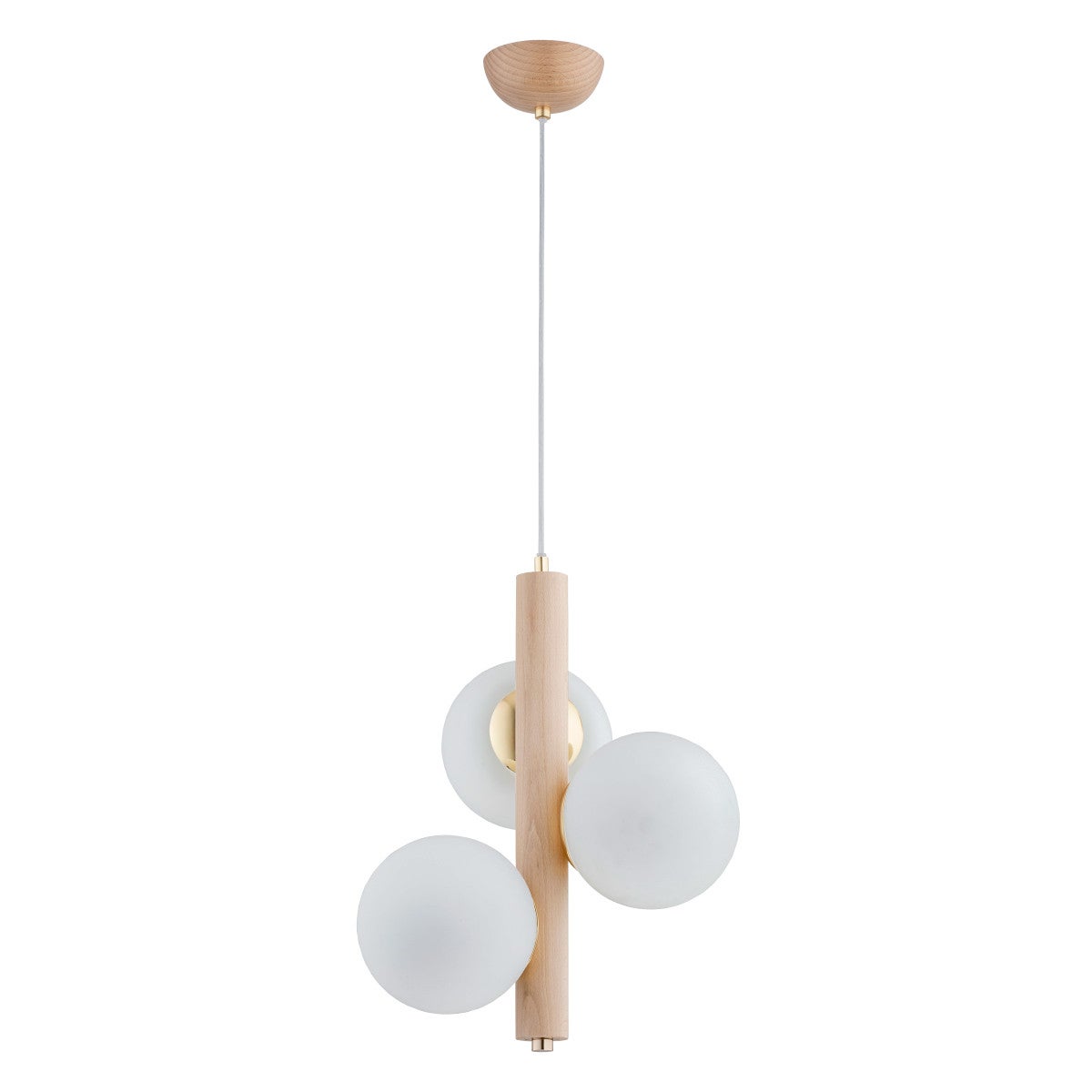 Lampa wisząca Kanet jasne drewno-biała-złota 3xE14x10W wym: 90 x 35 x 35 cm metal Alfa
