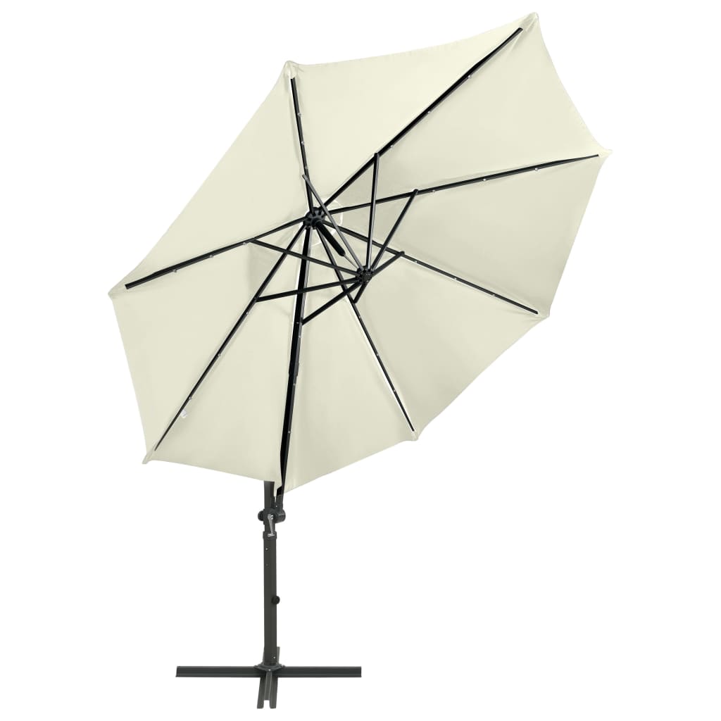 Parasol déporté avec mat et lumières LED Sable 300 cm - 3