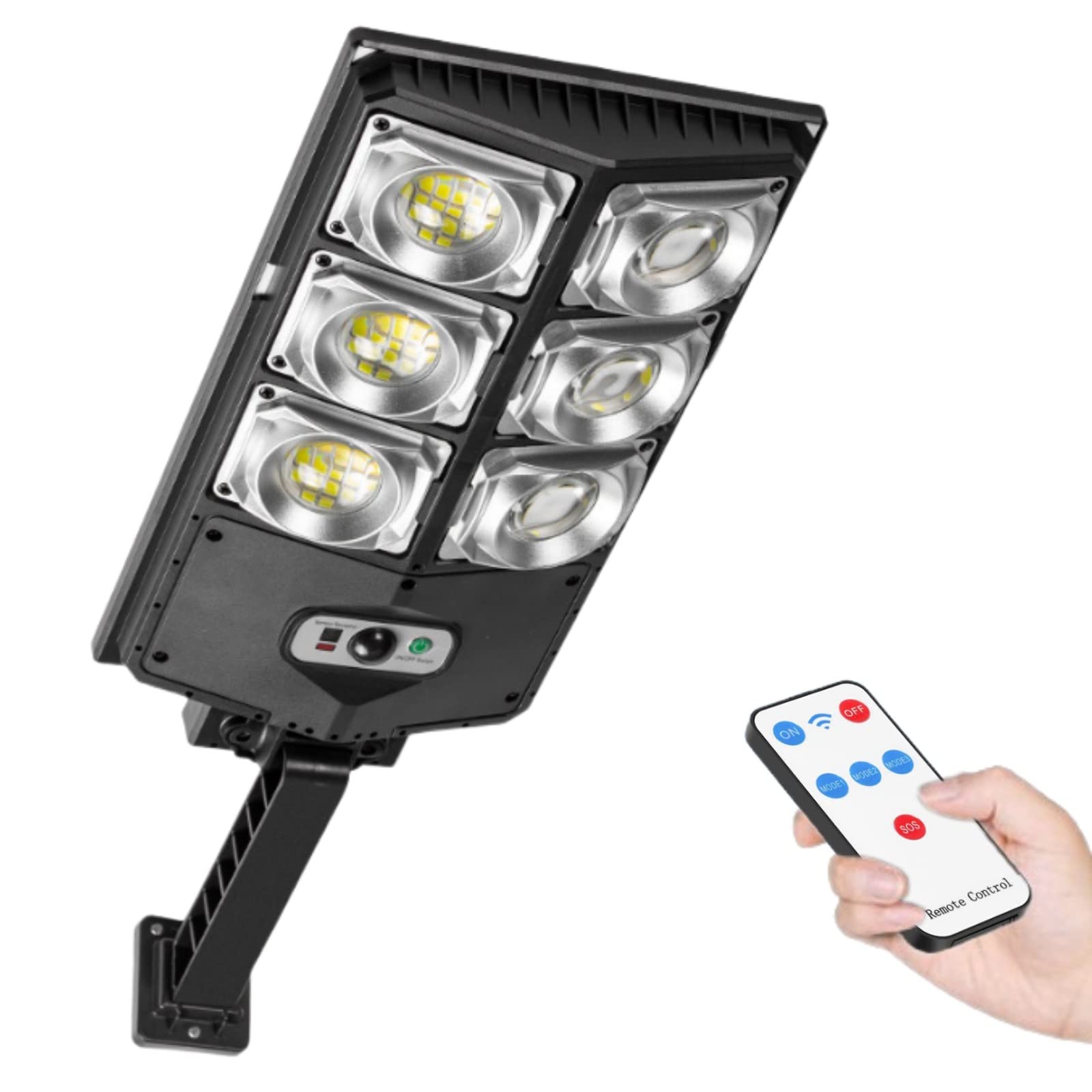 Wodoodporne zewnętrzne lampy solarne IP65, lampy powodziowe 3 tryby Led, solarny czujnik ruchu światła ściennego z pilotem