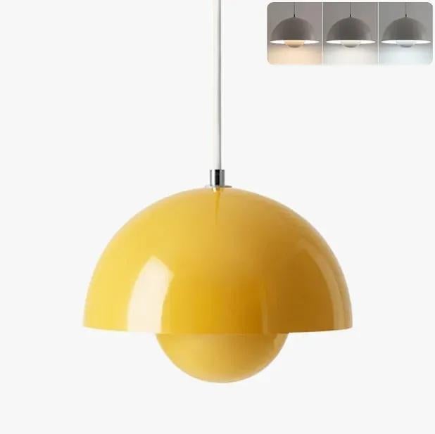 Żyrandol, nowoczesna lampa wisząca, lampa sufitowa wisząca z żarówką, oprawy oświetleniowe do dekoracji wnętrz, 3 temperatury barwowe, 23 cm (żółty)