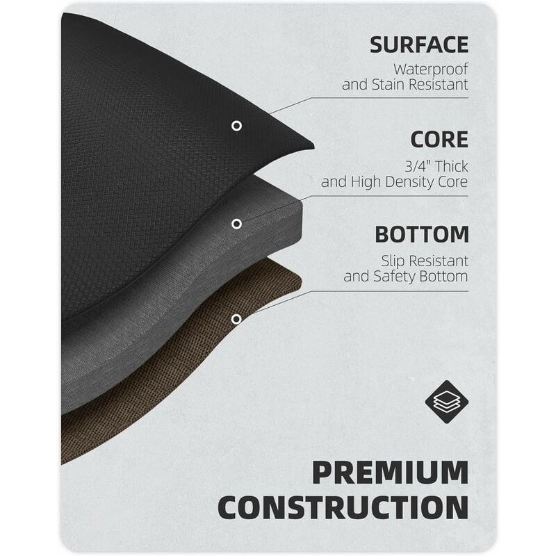 Tapis de cuisine devant l'évier, tapis de couloir en PVC imperméable, tapis à longues bandes antidérapant et résistant à l'huile (43 x 150 cm, noir) - 2