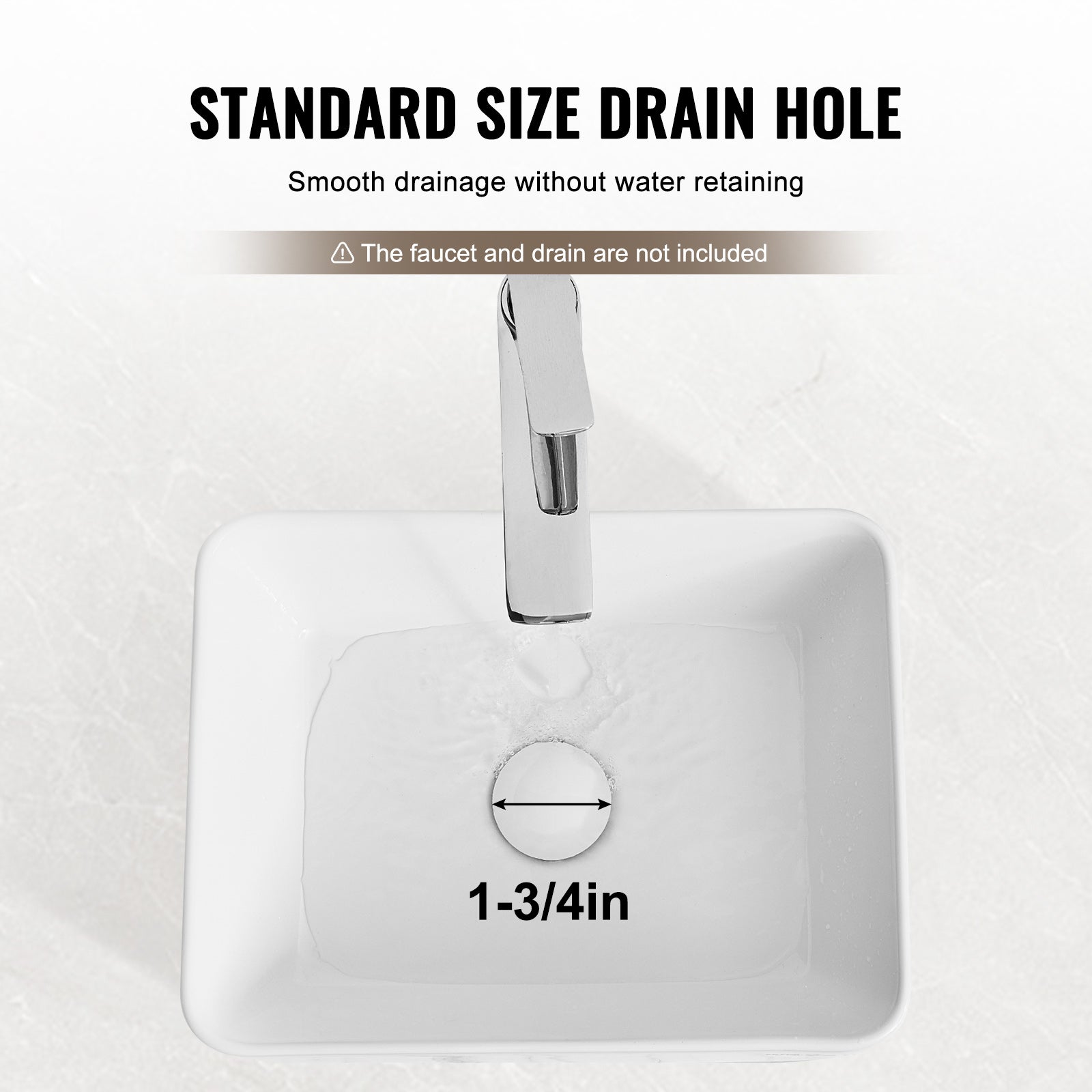 Lavabo rectangulaire 406x305 mm,VEVOR vasque à poser en céramique blanche,style contemporain,adapté aux salles de bains,hôtels,toilettes - 3