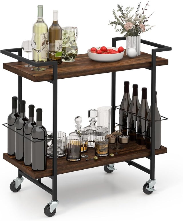 Chariot De Service Résine Tressée VidaXL - 100x45x83cm - Rangement Mobile Pour Jardin Et Cuisine