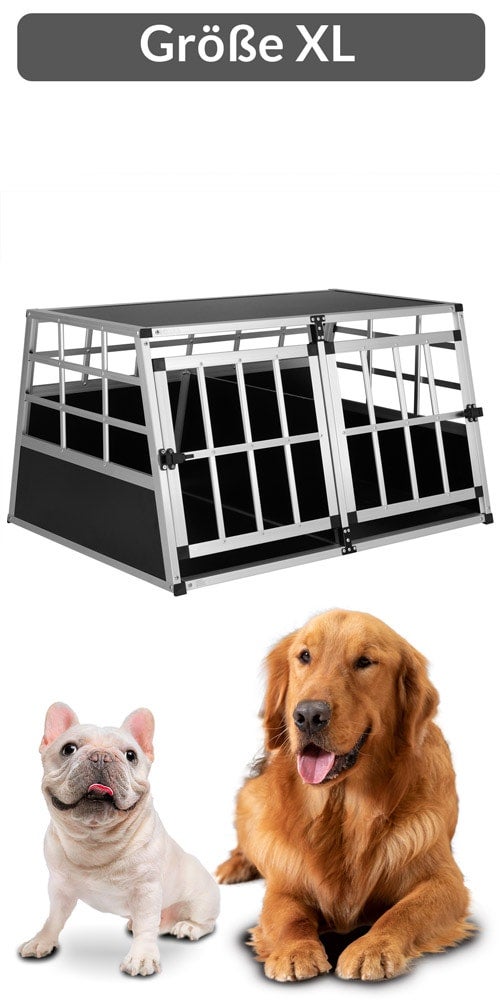 CADOCA® Cage de Transport XL pour Animaux Aluminium MDF 2 Portes Noir Caisse Chien boîte Box de Transport Voiture - 9