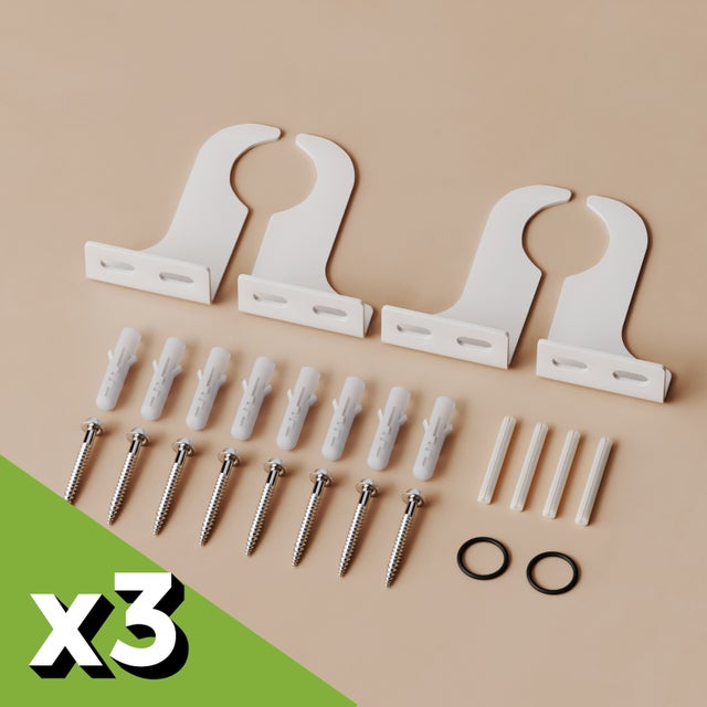 Fixations pour radiateur, blanc 48 × 88 mm pour radiateur plat, 3 pièces