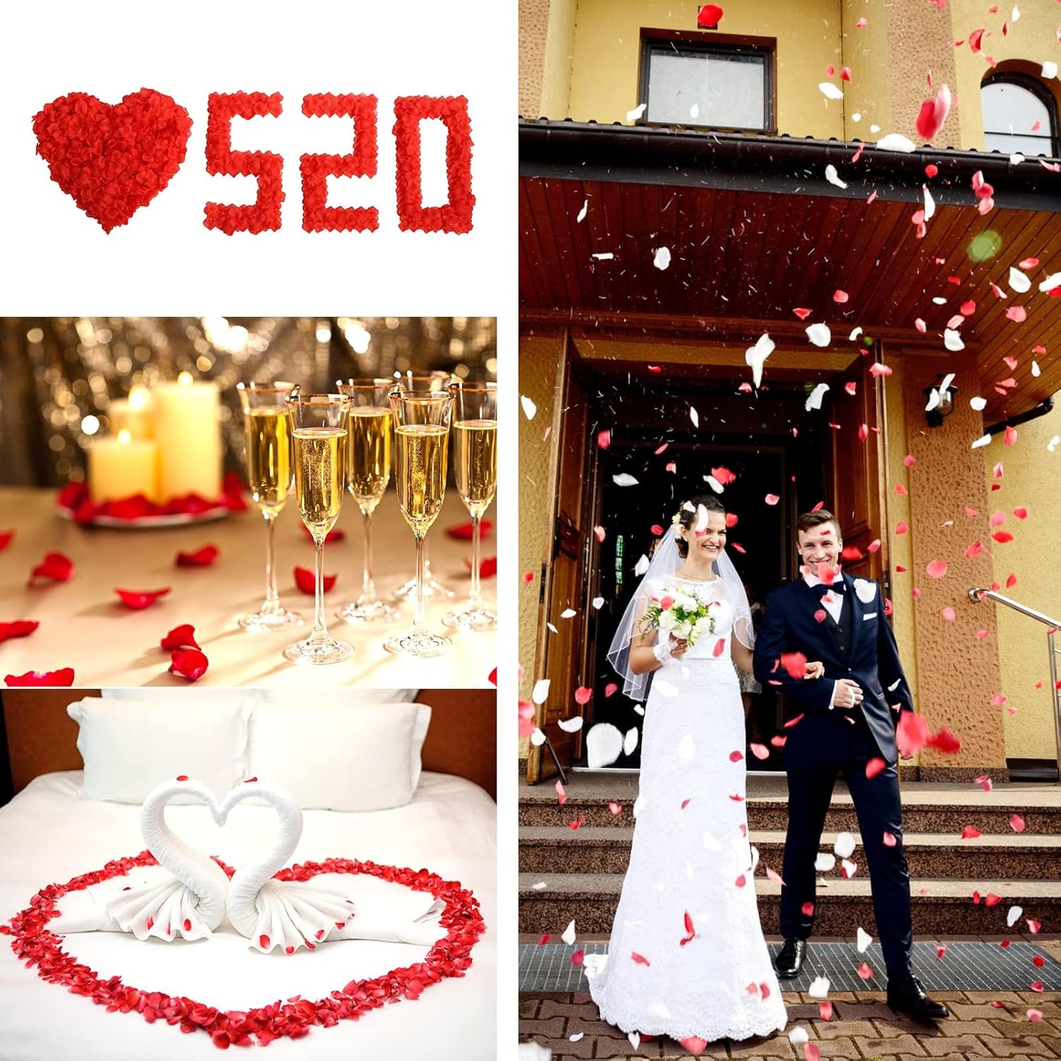 1200 Pièces Pétales de Rose Artificiels, Pétales de Rose Rouge, Décoration de Mariage, Saint Valentin, Fête, Anniversaire-Pétales de Fleur Eternelle - 5