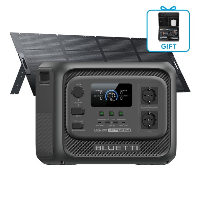 BLUETTI Elite 200 V2 Générateur Portable avec 350W Panneau Solaire, 2073,6Wh avec 2 Prises CA 2600W, Alimentation de Secours LiFePO4 pour Camping-car