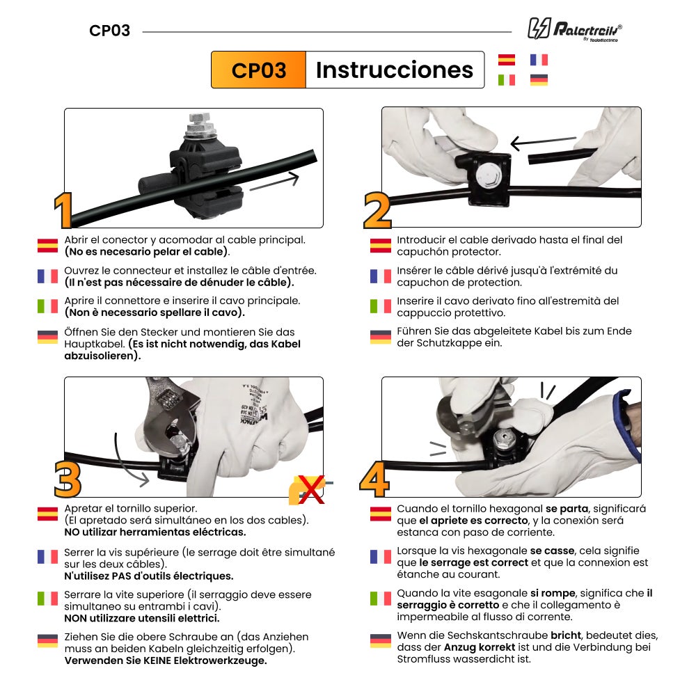 Pack 2 Conectores aéreos de perforación de 6/150mm² y salida de 4/35mm² - 4