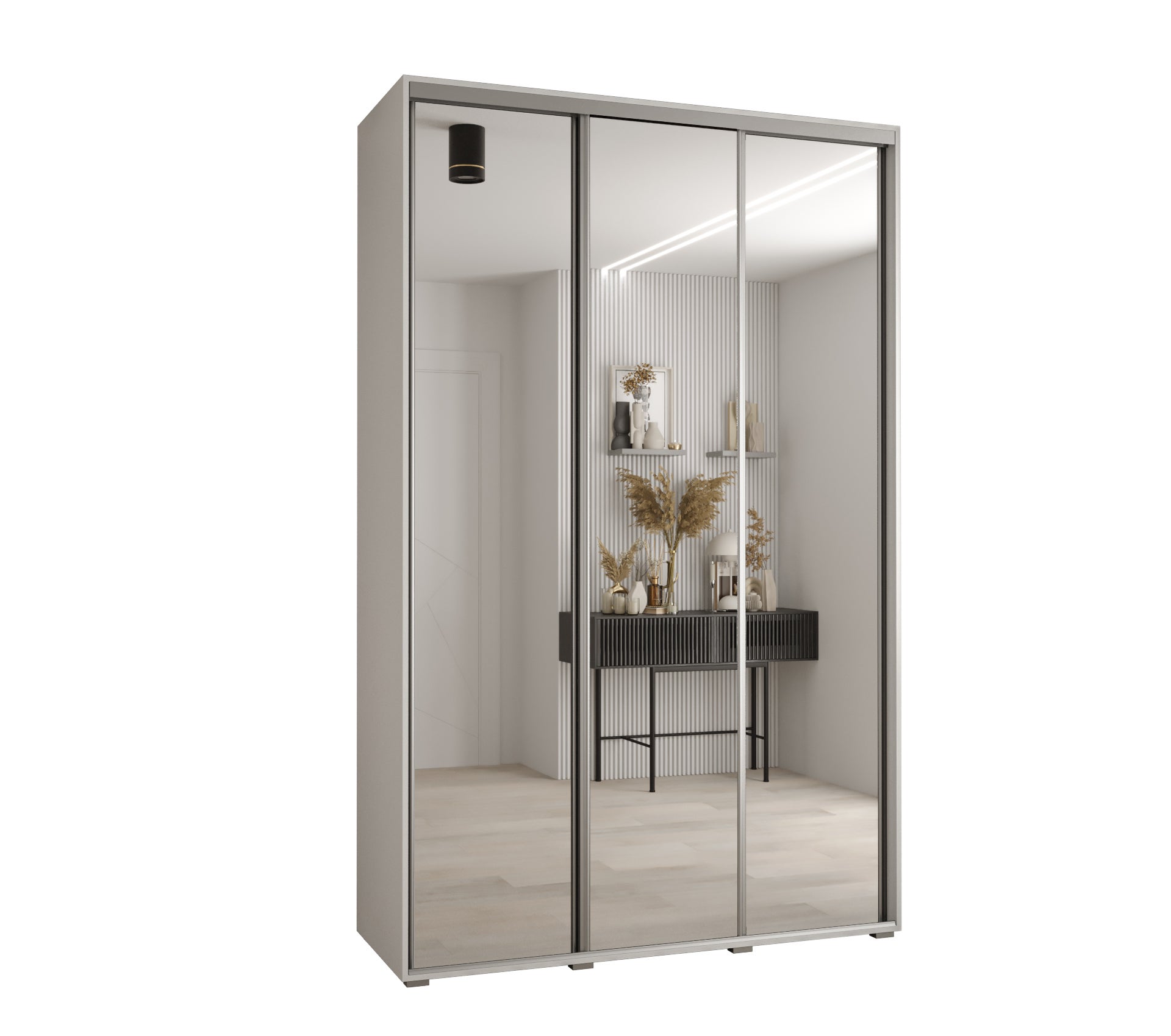 Szafa przesuwna z lustrem wysoka Davos 2 160 x 45 x 235,2 cm biały + biały + u. srebrny - Abiks Meble