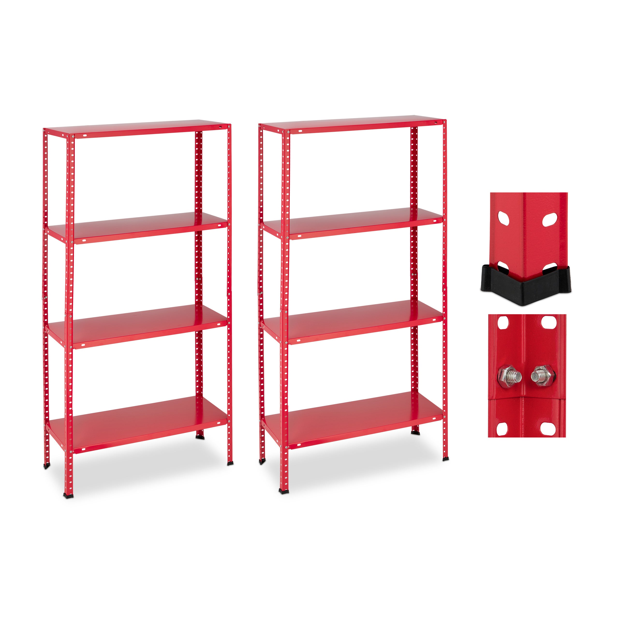 SCAFFALE SCATOLATO IN ACCIAIO INOX AISI 304 A BULLONI CON 4 RIPIANI LISCI - CM. 100X50X200H