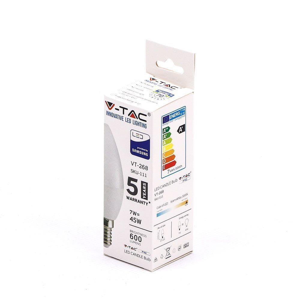 Lampadina LED SAMSUNG 7W E14 Candela VT-268 - 6400K - 5