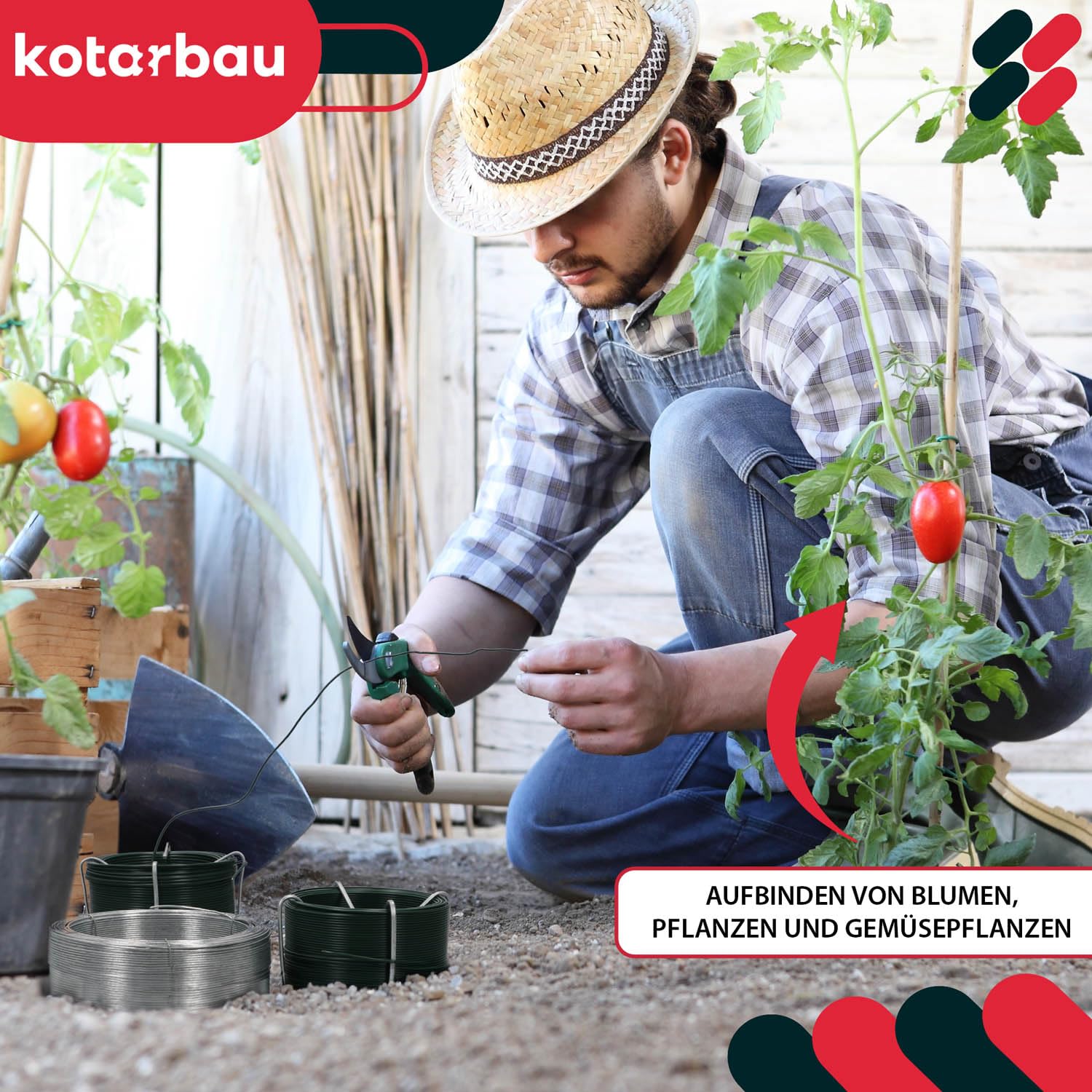 Fil de Jardin Galvanisé t gainé de PVC, diamètre 1,4 mm - 50 m - Fil de Serrage - Fil de Clôture - Pour Attacher des Plantes - KOTARBAU - 2