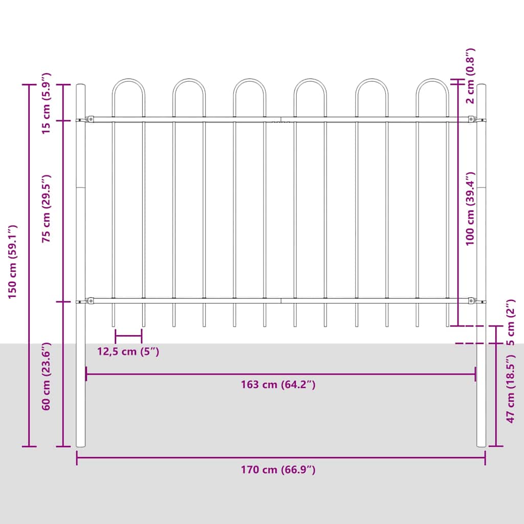 Recinzione per Giardino BOXTEL Grigio vidaXL - 3
