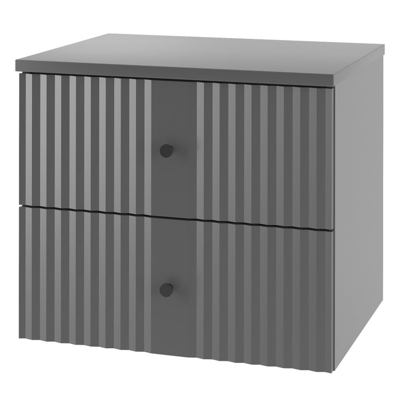 Szafka łazienkowa XILO 60 cm antracytowa z blatem wisząca 2 szuflady