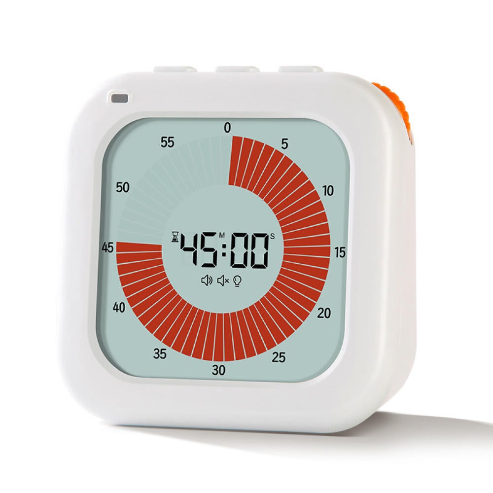 Timer Visivo PENTASPI 60 Minuti Silenzioso Per Bambini E Adulti, Conto Alla Rovescia Con Schermo LCD E Area Rossa Che Diminuisce, 3 Allarmi (Suono/Luce/Silenzioso) Per Studio, Cucina, ADHD - 2