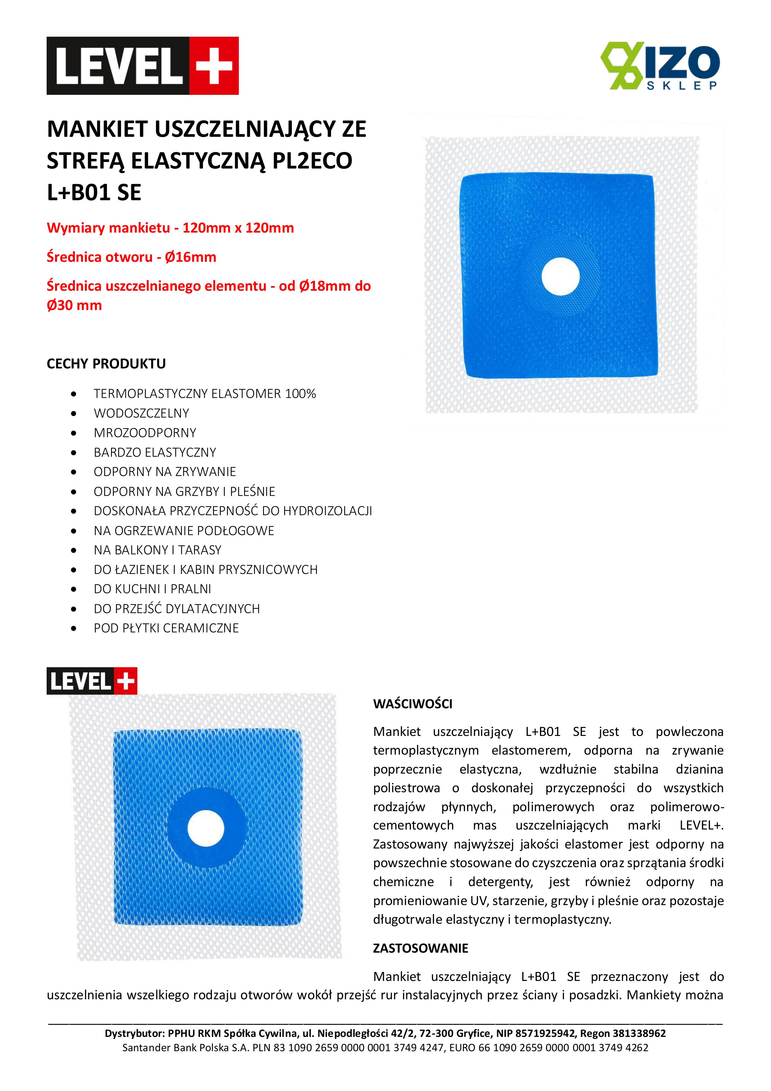 Manchette d'étanchéité, Manchette murale, 120/120 mm Ouverture de dilatation, LEVEL+ B01 - 1 pce - 3