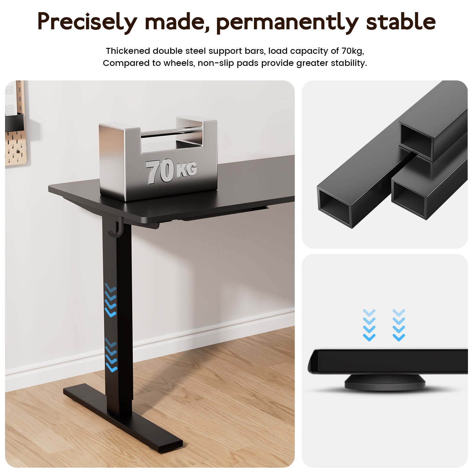 Bureau électrique réglable 80x160 cm, Hauteur 70-117 cm, Fonction mémoire, Rebond en cas de résistance, Mode économie d'énergie - 5