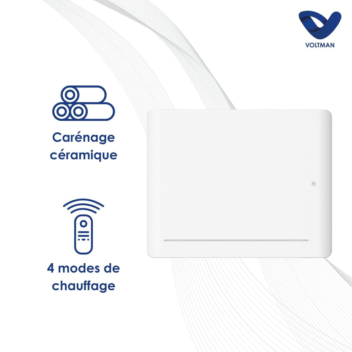 Chauffage électrique chaleur douce Leia - 1500W - Blanc - Voltman - 3