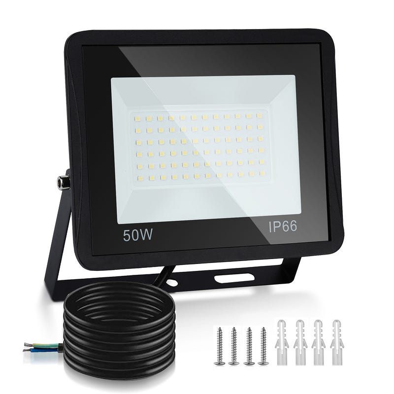 2x Proyector LED de 50W, proyector de obra, para instalar en exteriores ...