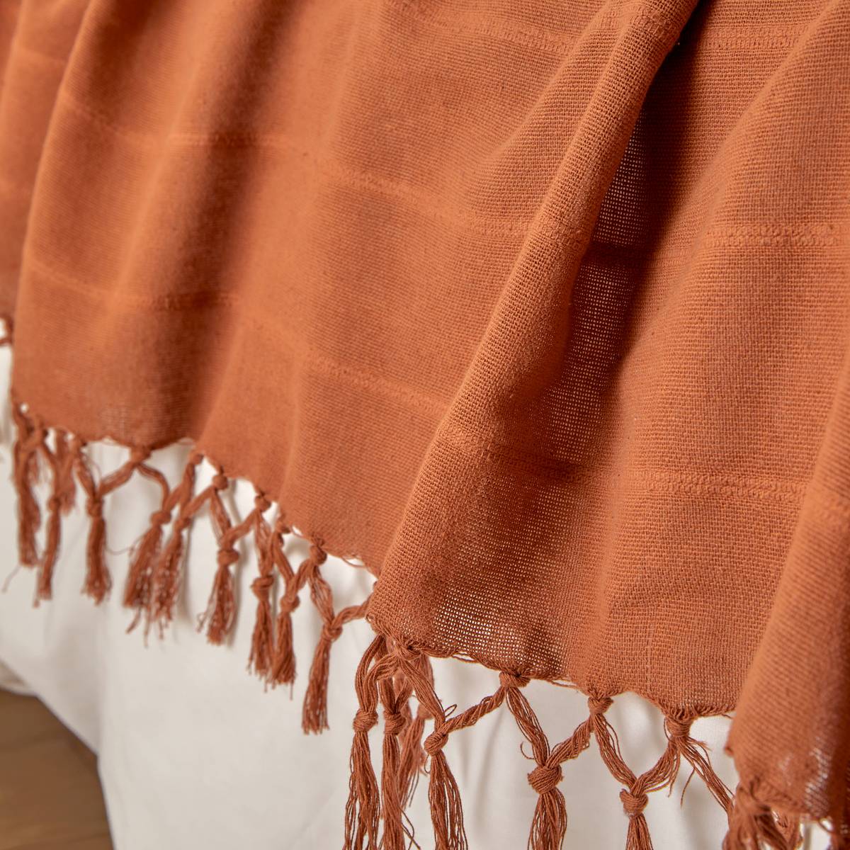 Jeté de lit Anjali 220x160 terracotta en coton - Atmosphera Créateur d'intérieur - 6