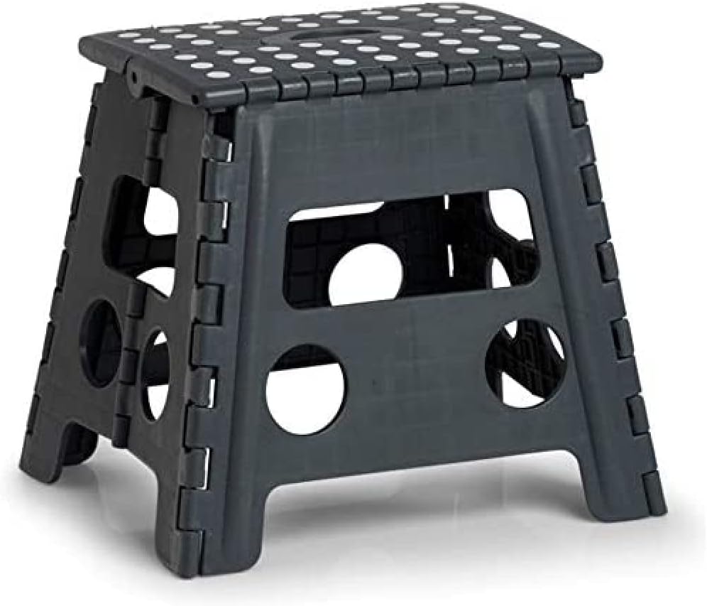 Składany taboret (składany, plastikowy, certyfikat TÜV, udźwig do 150 kg, 37 x 30 x 32 cm, tworzywo sztuczne), szary