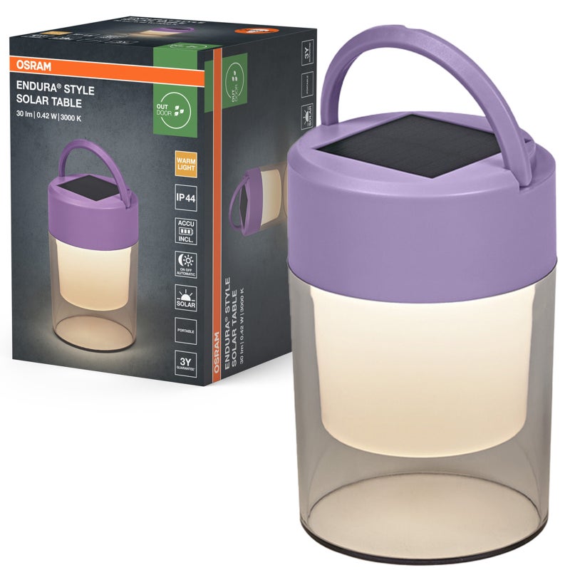 Lampa Solarna Osram LED Ogrodowa Stojąca Latarenka 0.42W 20lm 3000K Ciepła biel Ściemnialna Fioletowy IP44 1 szt.