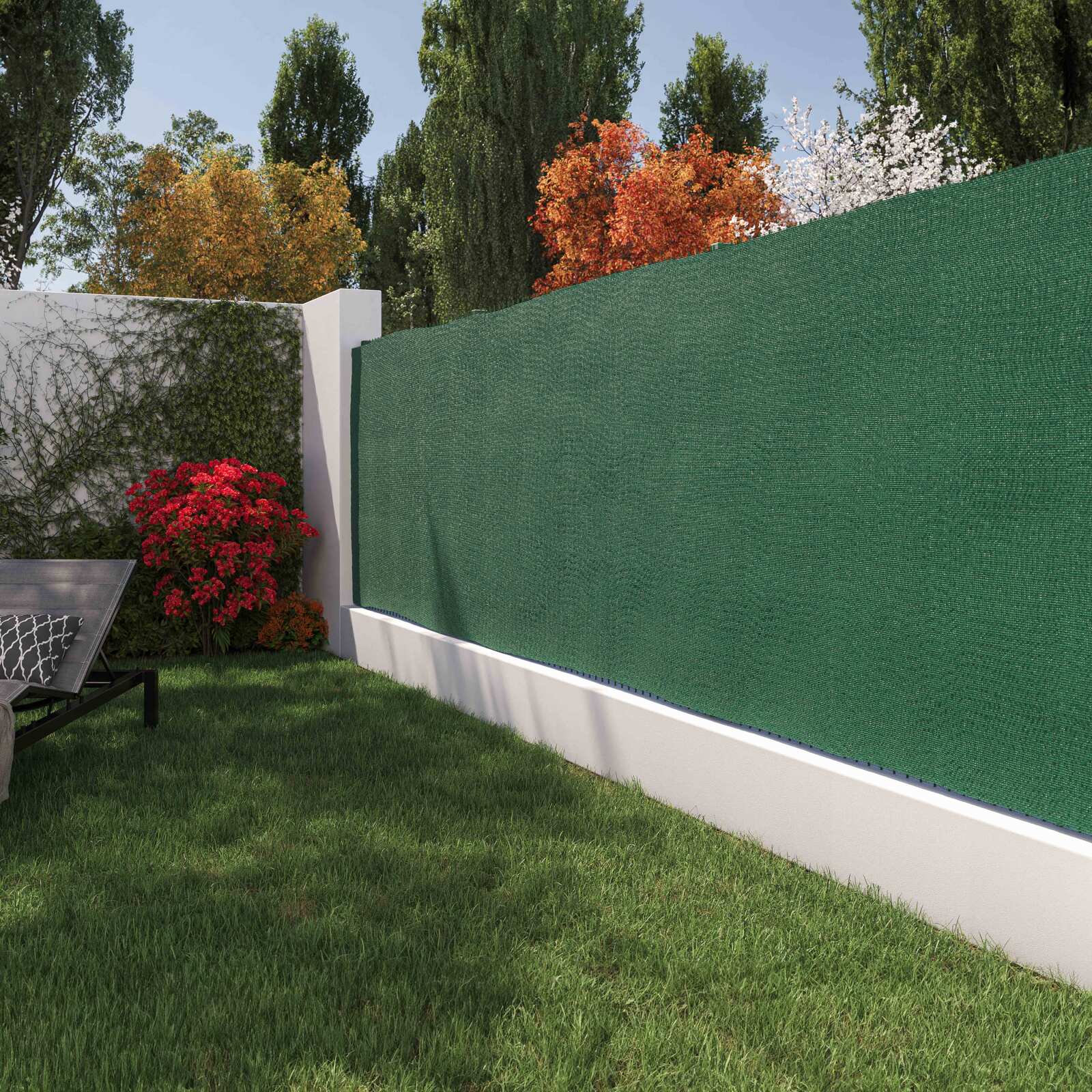 Brise-vue vert foncé, H.1.5 x L.10 m, Occultation totale 100% Bouillon - 3